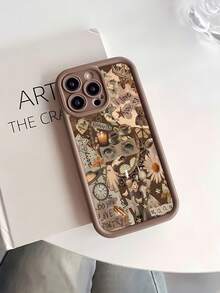 Funda para teléfono con diseño de poesía de amor, compatible con teléfonos ,  17,  16 Pro Max,  15 Pro Max,  13 y  12. Fabricada en TPU, ofrece protección contra golpes y caídas. Un regalo ideal para familiares, amigos, parejas, el Día de Muertos y Halloween. - Marrón - Ver 3