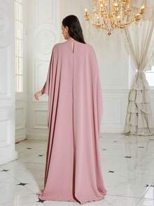 UNITHORSE Đầm ngủ nữ cổ tròn tay cánh dơi dài sang trọng cao cấp phối ren đính sequin, chất liệu satin mờ, màu hồng nhạt, thích hợp cho mùa xuân. - Hồng - Xem 4