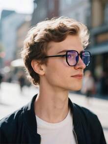 1pc Unisex Fashion Flat Lens Glasses, New Lightweight Retro Square Frame Casual All-Match Style, Suitable For Holiday Gifts, Daily, Study, Commute, Office Use - Clear - View 3