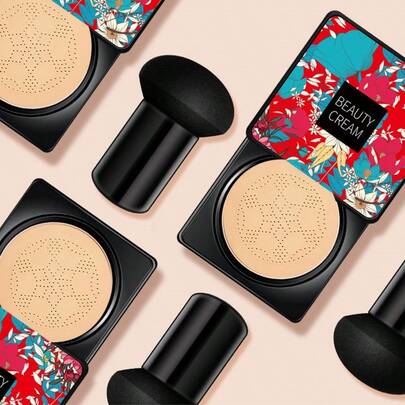 HANRU Crema BB con cojín de champiñón que controla el aceite y refresca por mucho tiempo, solución de maquillaje de larga duración - Graduación, cumpleaños, vacaciones, verano, otoño, Y2K, moda elegante, maquillaje de mujer, cosméticos, fiesta, escuela, campus, viajes, festivales, decoración, regalo