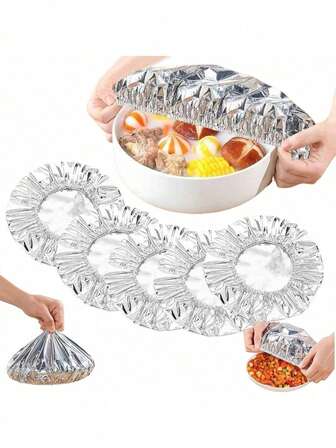 50 piezas de cubiertas de aislamiento de papel de aluminio, adecuadas para cocinas y mesas de comedor - reutilizables, para mantener la comida caliente, adecuadas para picnics, campamentos y uso doméstico, cubierta de aislamiento de comida de campamento | Envase de comida reutilizable