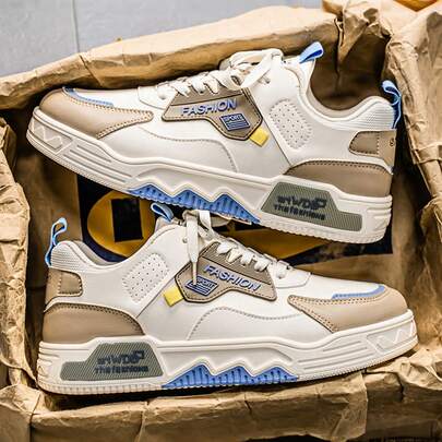 Flipark 男士新款透气百搭小众原创休闲运动鞋，厚底防滑运动鞋，随机涂鸦图案休闲运动鞋