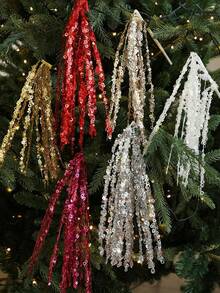 1 buc. Design din ratan cu ciucuri și paiete strălucitoare, 60 cm. Decorațiune pentru brad de Crăciun. Buchet de fructe de pădure cu paiete albe strălucitoare. Potrivit pentru sărbători, nunți, petreceri, decorarea interiorului casei, masa de sufragerie, dormitor, cadouri, coronițe, accesorii de decor DIY din ratan, decorare pentru brad și plante de Crăciun, decorare cameră. Decorațiune de Crăciun pentru casă, cadou de Crăciun, ornament de Crăciun.