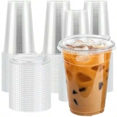 100 Sets 16oz Reusable Plastic Cups With StrawlessSipLids Versatile Water Juice And Coffee Cups For Weddings Thanksgiving Christmas And Parties
