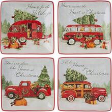 Ome  Cristmas 6"  Plate Set Of 4 Assorted Designs