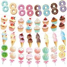 D64 Pcs Party Decorations Includes 8 Pack Ice Cream Party Banner Donut Theme Lolli Cupcakes Banner Hanging Donut Garland Kit For Grow Up Birthday Party Plies - 如圖所示 - 查看 1
