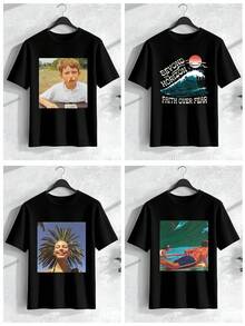 Custom Boyfriend Style Men's Sport Tops Short Sleeve Customizable T-Shirts With Graphic Designs To Use Your Own Photos/Logos For Couples, Family, Pets, Gifts For Husband Or Boyfriend. - Black - View 2