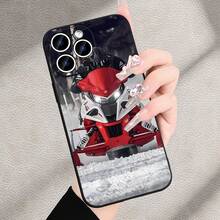 Funda para teléfono con diseño de carreras de motos de nieve para iPhone 17, 16, 15, 14, 13, 12 y 11, diseñada con una estética deportiva genial.Esta funda protectora es a prueba de golpes e ideal para amantes de las actividades al aire libre, presentando un tema de deportes de invierno, funda para teléfono al aire libre.| Deportes - Negro - Ver 4