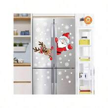 SUPSTICKER 1/2pcs Christmas Elements Cute Cartoon Reindeer And Santa Claus Home Decor Stickers Self-Adhesive PVC Decals For Living Room Bedroom Kitchen Bathroom Walls Windows Fridge Holiday Atmosphere 12.79*9.33inch Room Decor Wall Decor Wall Stickers Wall Sticker - Multicolor - View 7