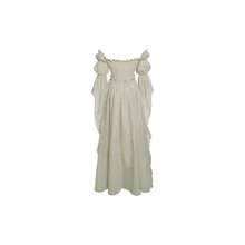 Vestido de disfraz medieval y renacentista, vestidos de época victoriana y regencia para mujeres - XX-Grande / XXX-Grande + Beige - Ver 3
