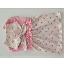 1 pieza Vestido para mascota, vestido sin mangas con estampado floral romántico con bufanda, cálido y lindo, adecuado para perros pequeños como poodle, teddy, bichón frisé, para todas las estaciones