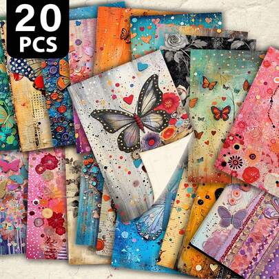 20pcs Creative Butterfly Theme Writeable Postcards, Artistic Hand-Drawn Colorful Butterfly & Floral Pattern Cards, Elegant Stationery For Messages, Greetings, Scrapbooking, DIY Greeting Cards, Gift Set With Exquisite Designs To Meet Various Needs