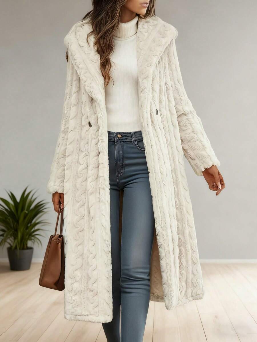 Christmas Women's Hooded Knit Coat, Autumn And Winter Warm Overcoat, Casual Jacket Winter Clothes For Women - trắng - Xem 1