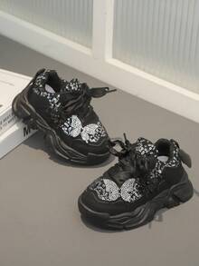 Fashionable Glitter Butterfly Children's Sports Shoes, PU Rubber Anti-Slip Sole, Suitable For Boys And Girls Outdoor Walking & Casual Wear - Black - View 5