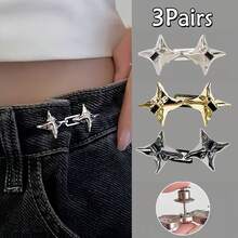 1/2/3/4 Pairs Luxury Adjustable Waist Cincher, Star Shaped Waist Tightener, Fashionable Waist Buckle For Jeans - Multicolor - View 16