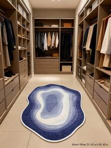 1pc Black & White Optical Illusion Swirl Asymmetrical Carpet. Tired Of Dull Spaces? This Visual Swirl Carpet Will Instantly Elevate The Ambiance With Its Artistic Lines, Creating A High-End, Fashionable Vibe. Soft Material For Comfortable Underfoot Feel. Suitable For Decorative Carpets, Bedroom Decor, Small Rugs, Living Room Carpets, Outdoor Rugs, And Machine Washable. - Multicolor - View 2