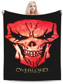 Overlord Albedo Anime Flannel Blanket For Girls Boys Anime Gifts Throw Blanket Cozy Plush Flannel Fleece Print Blankets Double-Layer Blanket Lightweight Fuzzy For Bed Decor - 黑色 - 查看 2