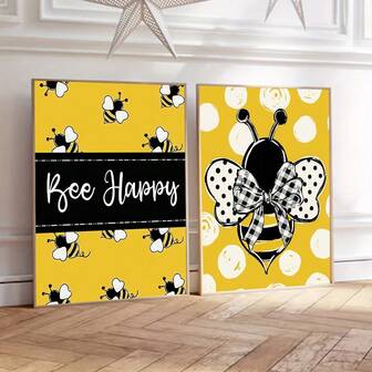 1/2Pcs Animals Quotes Wall Arts Posters - Diligent Little Bee Decorative Painting - Suitable For Bedroom, Living Room, Study, Corridor Room Wall Decoration Art - Printed Picture Poster - Canvas Wall Art - Canvas Painting(No Frame)