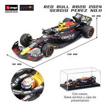 Burago 1/43 F1 红牛 RB20 2024 模型车（高级版）#1 马克斯·维斯塔潘 #11 塞尔吉奥·佩雷斯（含头盔），一级方程式 F1 压铸模型车，带亚克力展示盒，生日节日礼物，装饰品 - RB20-#11 - 查看 6