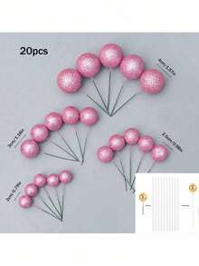 20 Stücke Schaumstoffkugel Tortendekoration, vier Größen und mehrfarbige gemischte Schaumstoffkugeln, Geburtstag, Hochzeit, Junggesellinnenabschied, Taufe, Gender Reveal Party, Rentnerparty, Themenparty Tortendekoration, passend, verschiedene Farben zur Auswahl, geeignet für verschiedene Anlässe (Bitte nach Anbringen des weißen Schlauchs verwenden. Die kugelförmige Oberfläche sollte den Kuchen nicht berühren.)