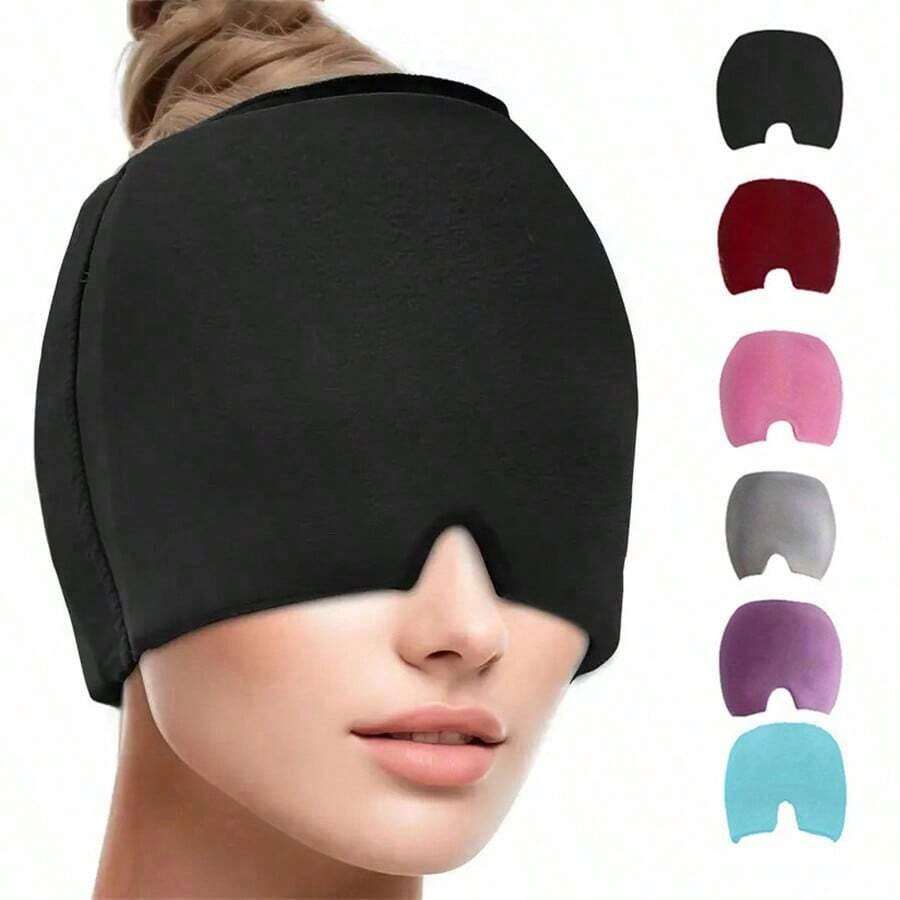 Gel Ice Pack Headache Migraine Relief Cap(Single Layer) - Stretchable Headgear For Cold & Hot Therapy To Alleviate Headaches, Unscented, Use Without Power, Battery-Free - Effective For Tension, Stress, Fever, Fatigue Relief, Back To School Supplies - 彩色 - 查看 1