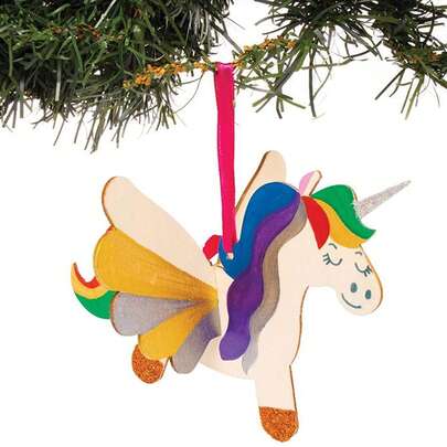 6pcs New Creative Wooden Blank Unicorn Pendant DIY Children's Painting Pony Set Handmade Creative Handmade Crafts