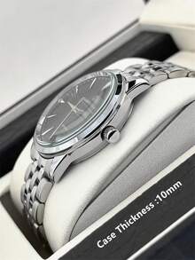 Pablo Raez 1pc Stainless Steel Man Watch Sweeping Movement Top Brand New Original Charming Superior Wristwatch For Gentleman Silver Color Jewelry Non Tarnish Luxury Solid Steel Bracelet Gentleman Gorgeous Real Bar Scales With Date Fashion Design 50M Waterproof Male Quartz Wristwatch