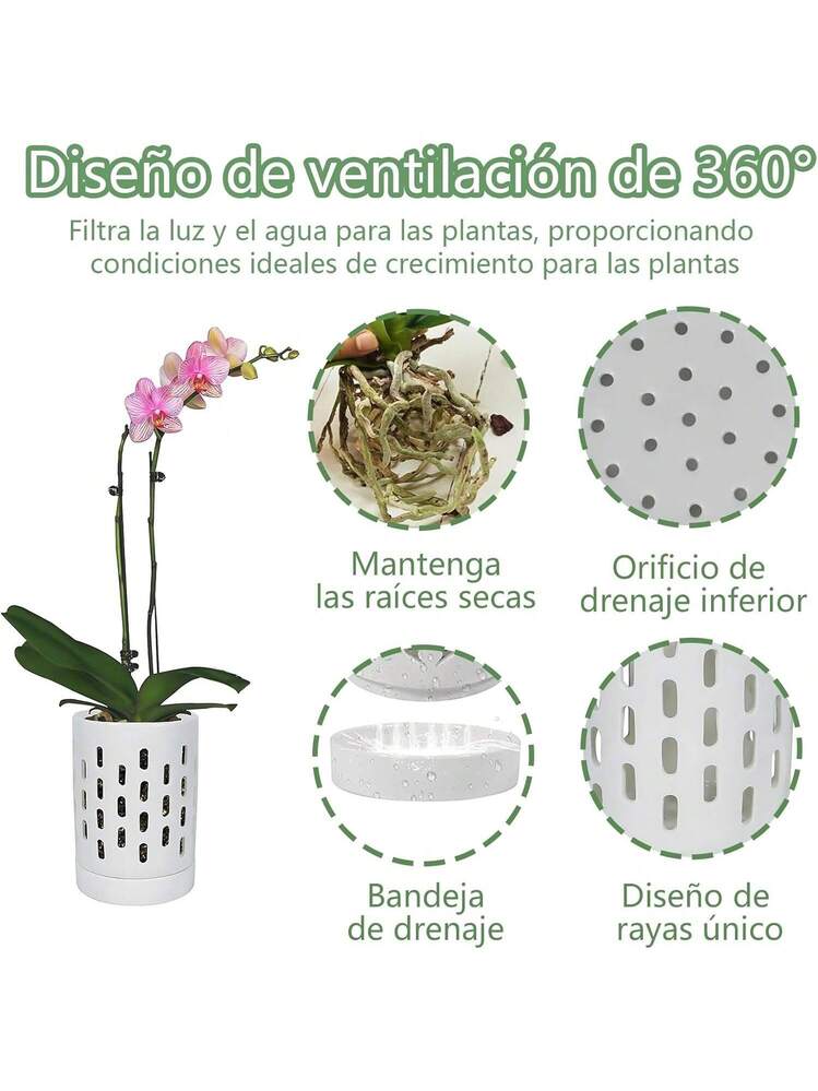 Orchid Pots, Orchid Pot With Holes And Saucers, 4-Inch Breathable