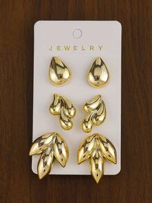 3-12 Pairs/Set Fashionable Minimalist Design, Summer Vacation Style Starfish, Shell, Conch Multi-Element Earrings, Girls Daily Wear, Christmas And Valentine's Day Gifts - #4 Gold - View 9