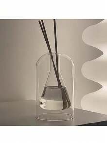 1pc Minimalist Glass Aromatherapy Diffuser Bottle, 130/200ml Fragrance Diffuser Bottle With Rattan Sticks, Transparent Glass Essential Oil Bottle For Home Decor - Multicolor - View 3