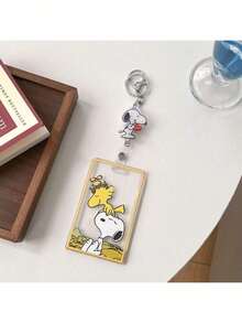 SNOOPY 1pc Peanuts Cartoon Retractable Card Holder Set, Random Style, Student/Commute/Access Card Holder, Christmas Gift, Christmas Stocking Stuffer, Christmas Decoration - Multicolor - View 8