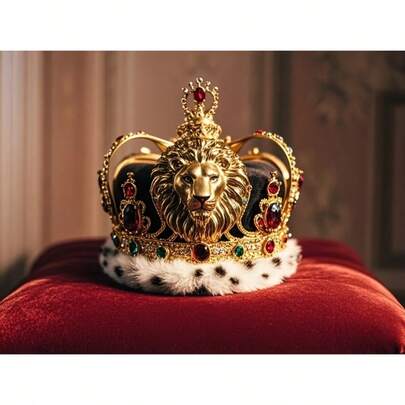 1개 나무 사자 왕관 캔버스 프린트 벽 예술, 농가 침실, 거실, 복도, 식당, 호텔 장식용 액자 포스터, 16x12 인치