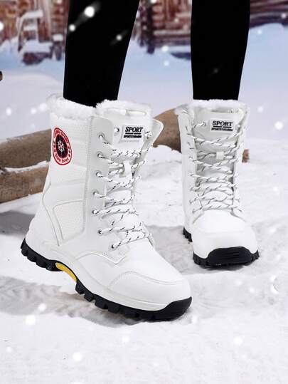 Women's Plus Size Winter High-Top Versatile Warm Thermal Lined Snow Boots, Women's Outdoor Anti-Slip Hiking Boots, Women's Western Boots, Women's Boots, Women's High-Top Boots, Women's Anti-Slip Tall Boots, Thermal Lined Thick Women's Boots, Women's Warm Tall Boots, Women's Fashionable Warm Snow Boots, Women's Outdoor Winter Hiking Boots, Women's Thermal Lined Black Boots, Women's Lace-Up Mid-Calf Boots,Fur Boots