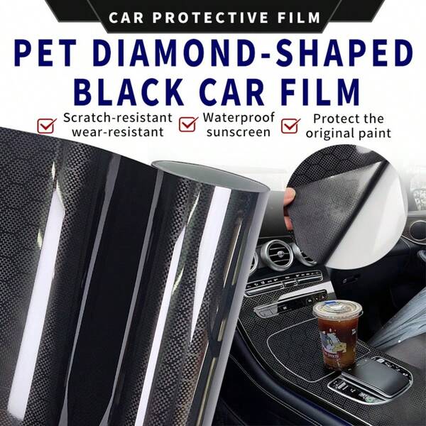 Hochglanz geschmiedeter Diamant schwarze Vinyl-Wrap-Folie zum Verpacken, Autoaufkleber für Fahrzeug-Tuning, Aufkleber und Dekorationen für die Fahrzeugaußenseite