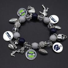 Creative Fashion Football Team Elastic Beaded Bracelet, Light Luxury Niche High-End Design Daily Casual Versatile Unisex Steel Bracelet Accessories - 07-3431-38 - 查看 12