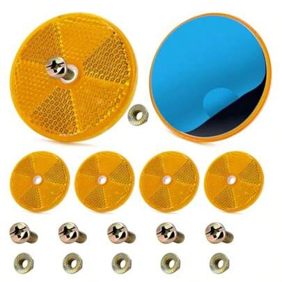 Cat Eye Pendant Reflector Round Rear Reflector 60 Mm Cat Eye Reflectors With EMark Reflectors Pendant Round Screw Hole And Adhesive Surface Reflector For Car Truck Caravan Pack Of 6