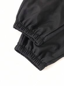 4条装青少年男童宽松户外运动抽绳裤，适合通勤、上学、休闲外出、运动，春秋季穿着。 - 黑色 - 查看 5