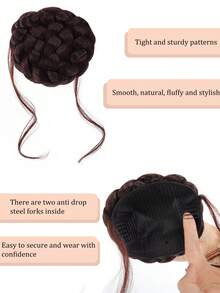Synthetic Wig With Hair Clips, Naturally Voluminous Curly Hair, Low Bun, Suitable For Women's Everyday Wear And Parties - Multicolor - View 3