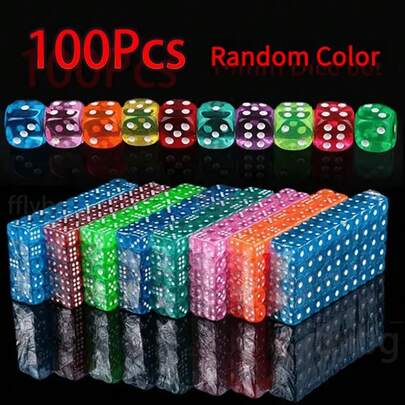 10/50/100颗装六面14毫米亚克力圆角骰子套装，适用于桌面游戏、派对——色彩鲜艳，经久耐用，公平公正，适用于棋盘游戏、角色扮演等，游戏骰子，桌面游戏派对用品，游戏之夜，棋盘游戏配件，趣味设计，光滑质地，非常适合卡拉OK、朋友聚会、家庭聚会。