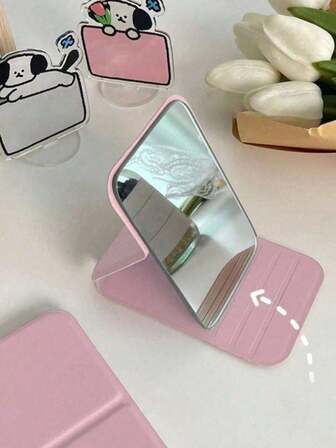 Portable Makeup Mirror, Dressing Table Makeup MirrorLeather Small Mirror, FoldableTravel Mirror, Travel Essentials, Makeup Essentials,Suitable For Bathroom, Student Dormitories , ,Makeup,Room Decor,Vanity,Travel,Bedroom,Makeup Accessories,Vanity Mirror,Mini Mirror,Compact Mirror,Mirror Small,