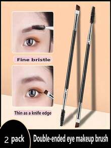 2pcs Professional Dual-Ended Eyebrow Brush, Makeup Artist Eyebrow Pencil, Spiral Brow Brush, Flat Makeup Brush, Women Eyebrow Brush, Makeup Tools, Makeup Artist Essential - Multicolor - View 7