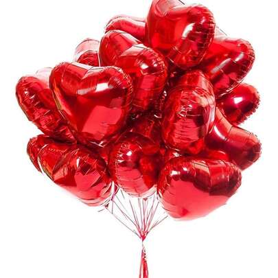 1/25pcs Red Heart Shaped Foil Balloons - Ideal For Romantic Occasions And Celebrations: Valentine's Day, Birthday, Wedding, Anniversary, Etc.!