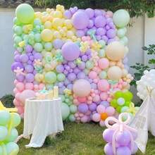 5/10/12英寸粉彩气球套装，61/122/183个彩虹马卡龙粉色蓝色紫色绿色黄色橙色彩色乳胶气球，适用于生日、新娘送礼会、结婚纪念日、单身派对、毕业典礼、公主派对、洗礼派对装饰 - 彩色 - 查看 5