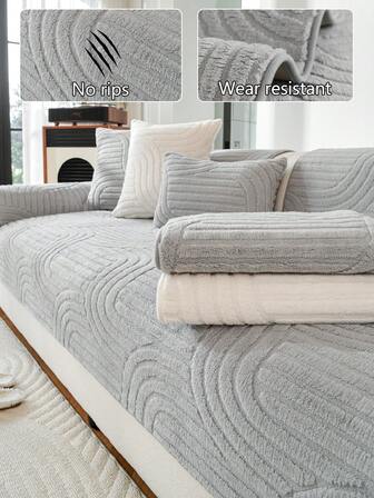 1 st tjockt plyschkuddfodral till soffan, modernt enkelt halkfritt varmt soffkuddfodral, dammtätt tvättbart sofföverdrag, ljusgrått modernt mjukt, bleknar inte, fäller inte, sovrumsinredning, husdjursvänligt skydd, justerbart för hörnsoffa, lämplig för sovrum, kontor, vardagsrumskombinationer, L-formad soffa och 1/2/3/4-sits soffa