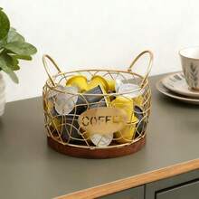 Coffee Capsule Storage Basket For Pods, Metal Wire Coffee Pod Holder Organizer, Large Capacity Coffee Bar Storage Bin For Countertop Home Office - Multicolor - View 4