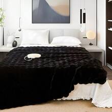 1条奢华仿貂绒毛毯，加厚双层柔软蓬松，触感如云朵般柔软，适用于家居、客厅、卧室、沙发等场所，也是提升家居生活品质的绝佳礼物。 - 黑色 - 查看 12