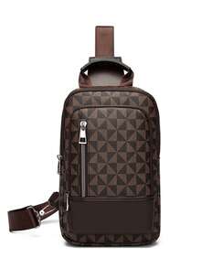 Men's Checkerboard Chest Bag, Business Commute Work Organizer Bag, Fashionable Retro One Shoulder Messenger Bag, Casual Business One Shoulder Bag, Convenient Travel Small Crossbody Bag - Multicolor - View 13