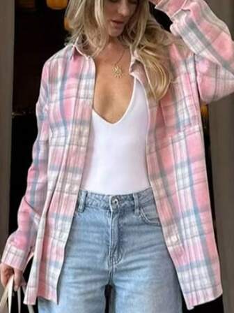 Women's Casual Plaid Flannel Long Sleeve Shirt, Autumn/Winter