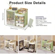 Makeup Organizers For Vanity Large Capacity Desk Organizers For Cosmetics With 3Layer Drawers And Mirror Cosmetics Display Case With Transparent Cover Ideal For Bedroom Vanity Desk Green