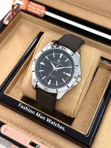 Pablo Raez 1pc Vintage Watch Luxury Original Silver Color Non Tarnish Stainless Steel Clocks Charming Luminous Wristwatches 50M Water Resistant Business Big Dial Microfiber Leather Bracelet